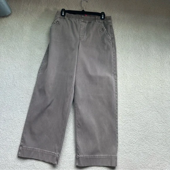 SPANX Stretch Twill Cropped Wide Leg Pants. Tan/taupe. Size Medium. - Picture 4 of 12